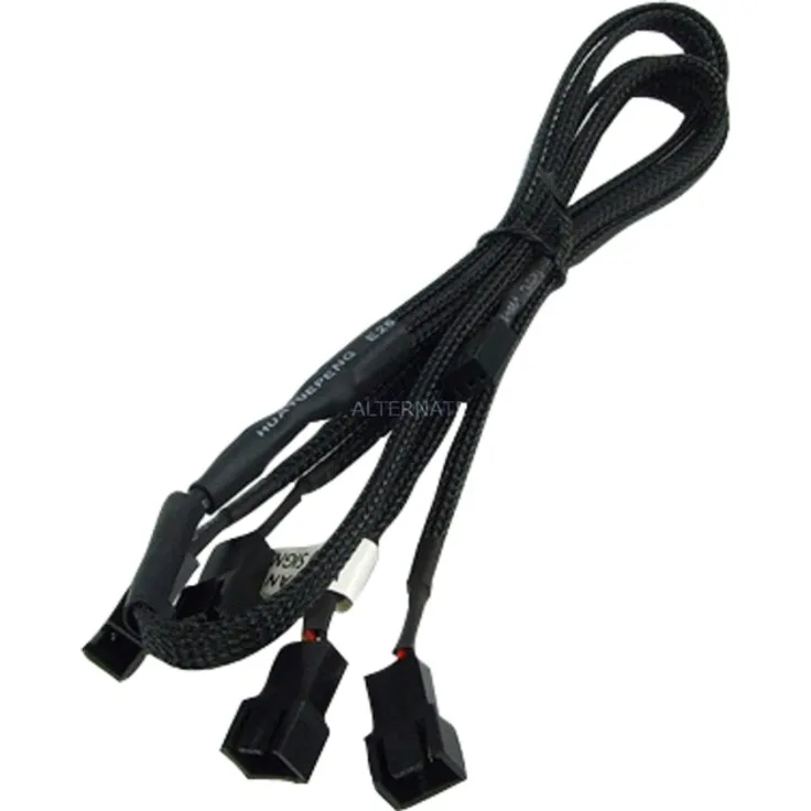 Phobya 3Pin Molex auf 4x 3Pin Molex 60cm Y-Kabel, schwarz