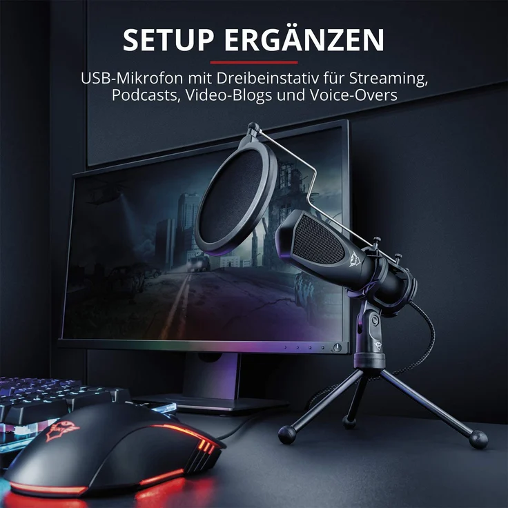 Trust GXT 232 Mantis USB-Streaming-Mikrofon Schwarz für PC, PS4, PS5 – Bild 6