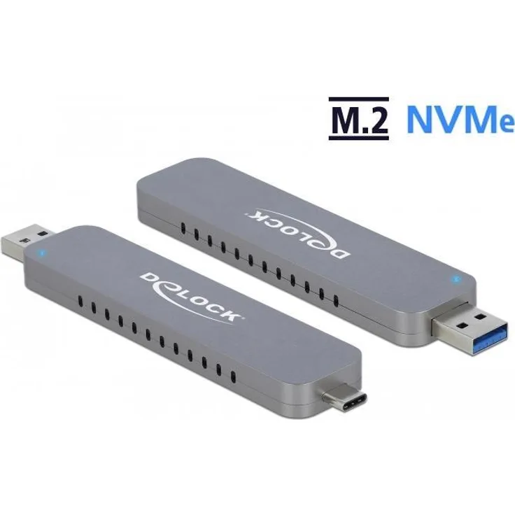 DeLOCK Externes Gehäuse für M.2 NVMe PCIe SSD mit USB Type-C und Typ-A Stecker