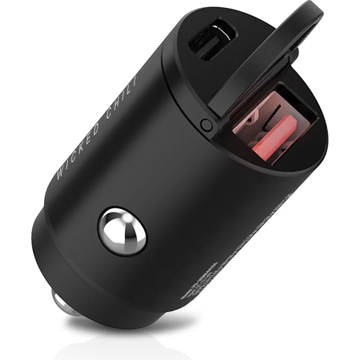 Wicked Chili 30W Dual KFZ-Ladegerät USB-C PD + QC 3.0 Autoladegerät für Zigarettenanzünder, USB C Ladeadapter, Schnelladegerät kompatibel mit 20W iPhone 12 Pro Max Mini, iPad, 25W Samsung, Huawei