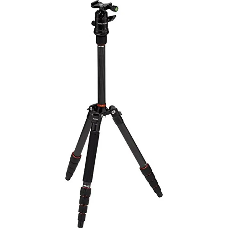 Rollei Compact Traveler No. 1 Carbon - sehr leichtes Reisestativ aus Carbon mit einem Packmaß von nur 33 cm, Arca Swiss kompatibel, Orange