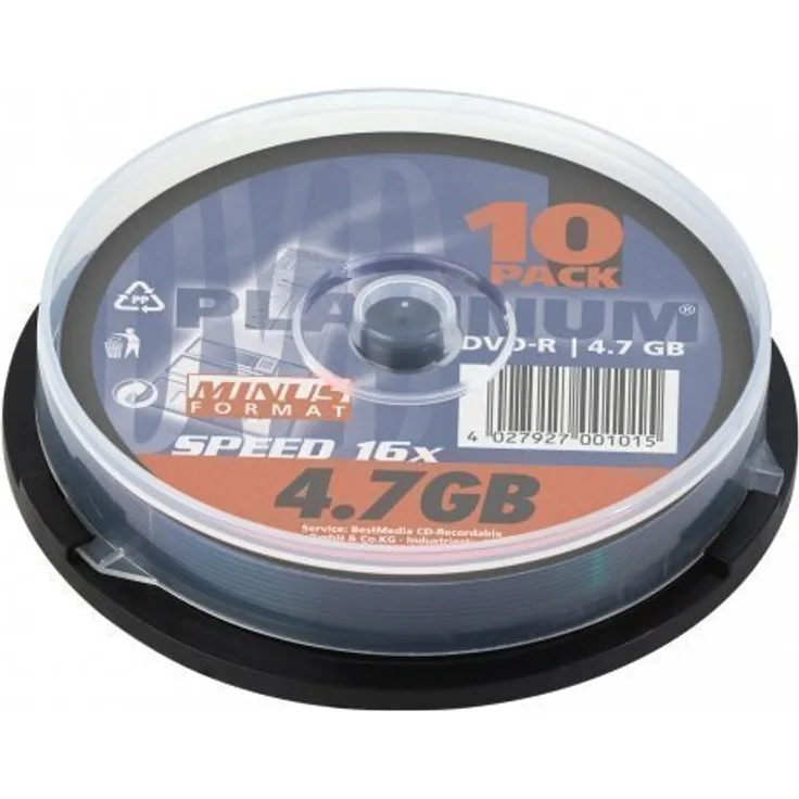 Platinum DVD-R 4,7 GB DVD-Rohlinge (16x Speed) 10er Spindel