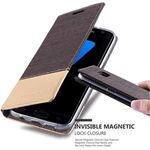cadorabo Hülle für Samsung Galaxy S7 EDGE in ANTRAZIT GOLD Handyhülle mit Magnetverschluss, Standfunktion und Kartenfach Case Cover Schutzhülle Etui Tasche Book Klapp Style
