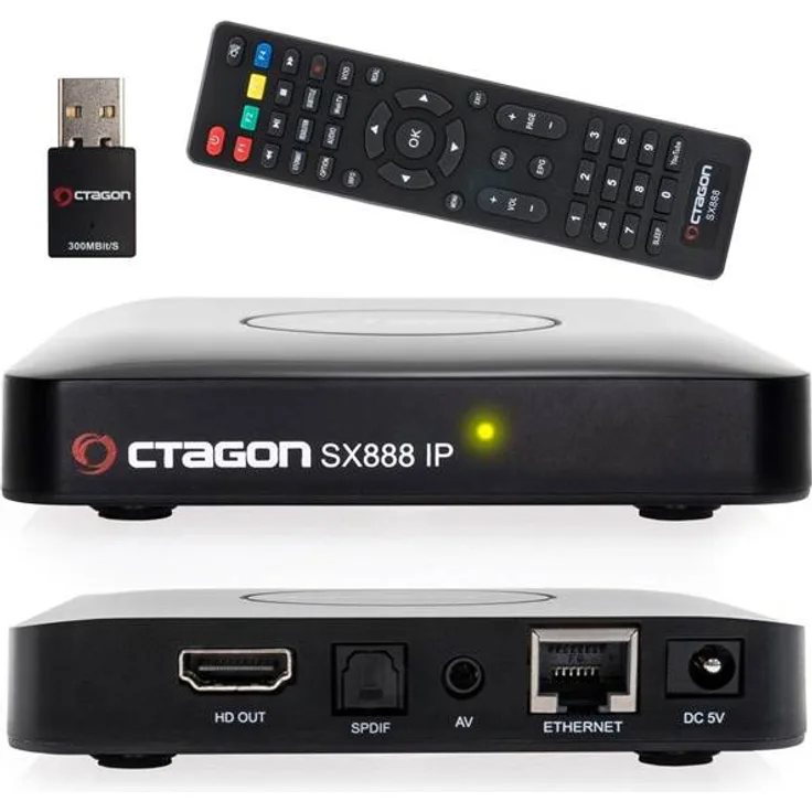 Octagon SX888 H265 Mini IPTV Box inkl, 300 Mbit WLAN Stick mit Stalker, m3u Playlist, VOD, Xtream