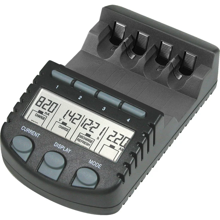 BC 700 Akku - Ladegerät mit LCD - Display, Microprozessor, Schnellladegerät für z. B. Eneloop Akkus, Panasonic Akkus, Varta Akkus, Ansmann Akkus und u.v.m., schwarz – Bild 1