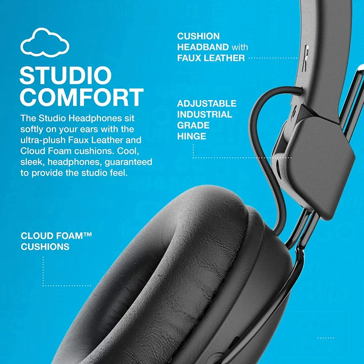 JLab Studio On-Ear-Kopfhörer schwarz – Bild 5