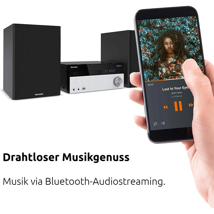 TechniSat DIGITRADIO 750 - DAB+ Mikro-HiFi System (DAB+, UKW, CD-Player, Bluetooth-Audiostreaming, 100 Watt RMS Stereo-Boxen, Kopfhöreranschluss, Fernbedienung,Kompaktanlagen) schwarz-silber – Bild 5