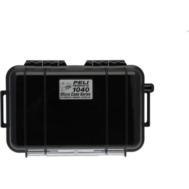 PELI 1040 Praktisches Micro Case für Kleine Gegenstände, IP67 Wasserdicht, 0,7L Volumen, Hergestellt in den USA, Schwarz- Schwarze Gummieinlage