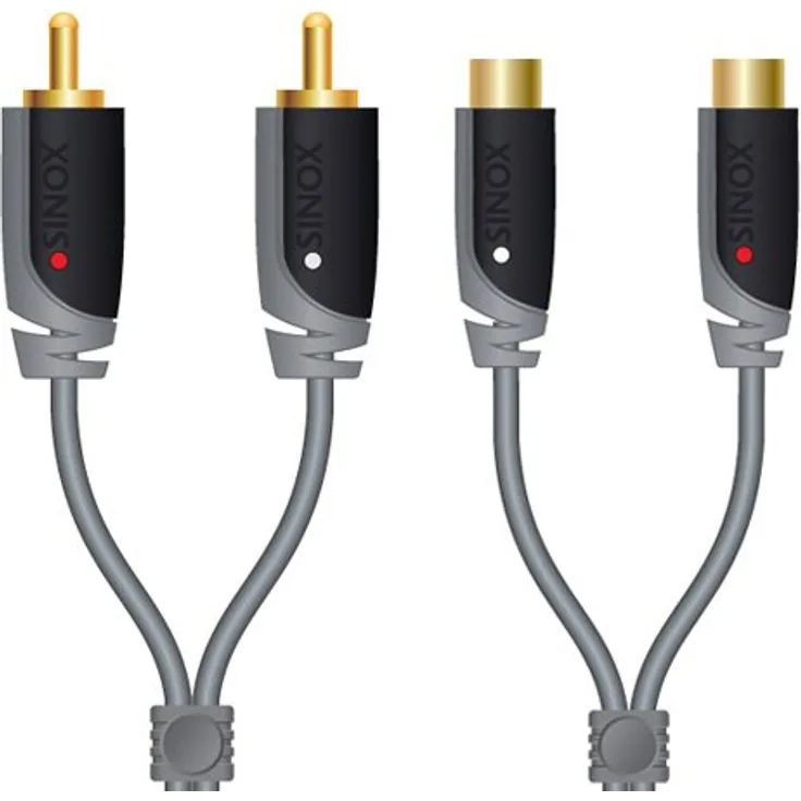 Sinox SXA4305 Audiokabel, 2 x Cinch-Stecker, 5 m, silberfarben