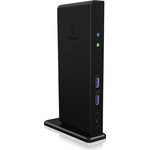 ICY BOX USB 3.0 & USB-C Docking Station mit 2 HDMI, 6-fach USB Hub, LAN, Audio, mit Standfuß, Schwarz