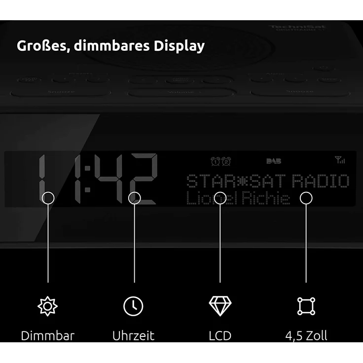 TechniSat Digitradio 51 Radiowecker mit Wecker, LCD-Display, schwarz – Bild 7