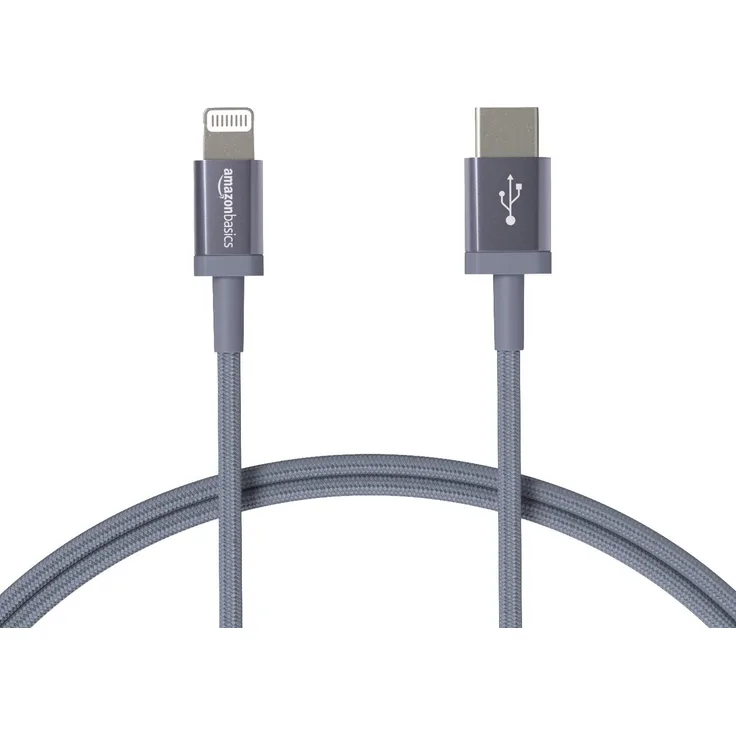 AmazonBasics - USB-C-auf-Lightning-Kabel, geflochtenes Nylon, MFi-zertifiziertes Ladekabel für iPhone 11 Pro-11 Pro Max, Dunkelgrau, 91,44 cm - Preisvergleich