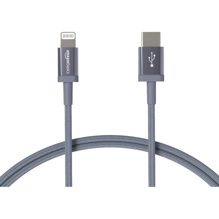 AmazonBasics - USB-C-auf-Lightning-Kabel, geflochtenes Nylon, MFi-zertifiziertes Ladekabel für iPhone 11 Pro-11 Pro Max, Dunkelgrau, 91,44 cm - Preisvergleich – Bild 1