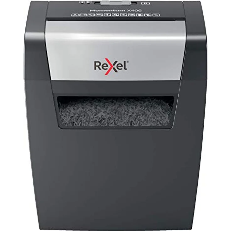 Rexel Aktenvernichter Momentum X406, Sicherheitsstufe P4, Partikelschnitt, 6 Blatt Kapazität, 15L Abfallbehälter, Schwarz, 2104569EU – Bild 1