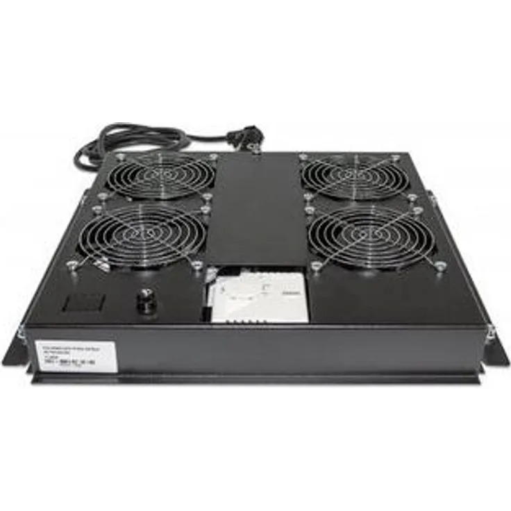 Intellinet - Rack-Lüfterfach (220/240 V) mit Thermostat (4 Lüfter) - Schwarz, RAL 9005 - 48,3 cm (19'') (712866)