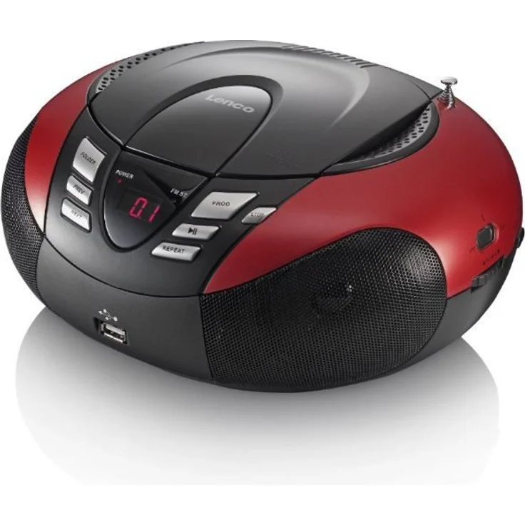 Lenco Radio mit CD-MP3-Player SCD-37 Tragbares UKW-MW Radio mit USB (Teleskopantenne, USB), rot – Bild 2