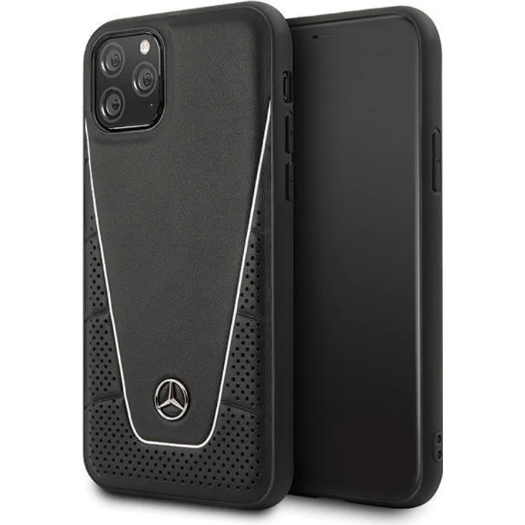 Mercedes Benz - Quilted Echtes Leder Case - Apple iPhone 11 Pro - Schwarz - Hard Cover - Schutzhülle