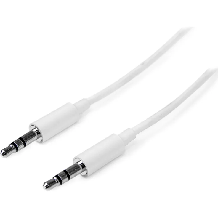 StarTech.com 1m Stereo Audiokabel 3,5mm Klinke, Stecker-Stecker, Weiß, Aux Kabel