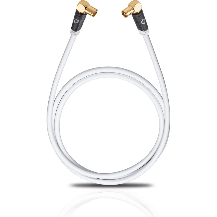 Oehlbach Transmission Edge - abgewinkeltes 90 Grad Antennenkabel (HDTV UltraHD 4K, hochwertige 4-fach Schirmung) weiß