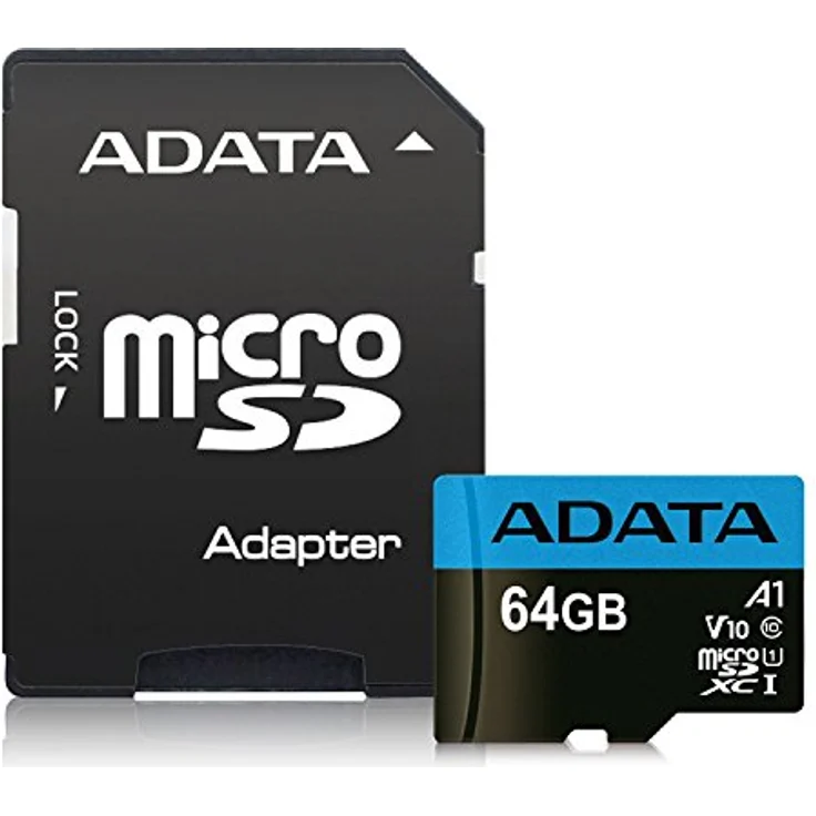 ADATA 64GB, microSDHC, Class 10 Speicherkarte Klasse 10 UHS-I - Speicherkarten (microSDHC, Class 10, 64 GB, MicroSDHC, Klasse 10, UHS-I, 85 MB-s, Schwarz, Blau) – Bild 1