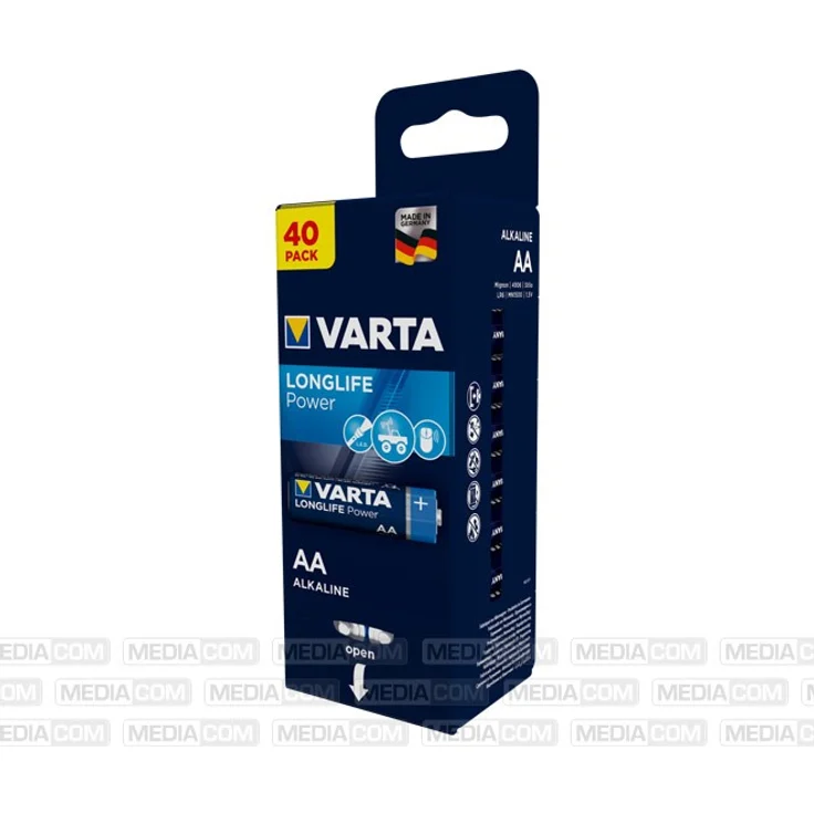 VARTA Batterie Alkaline, Mignon, AA, LR06, 1.5V Longlife Power, High Energy, Retail Box (40-Pack) (04906 121 154) - Preisvergleich – Bild 1