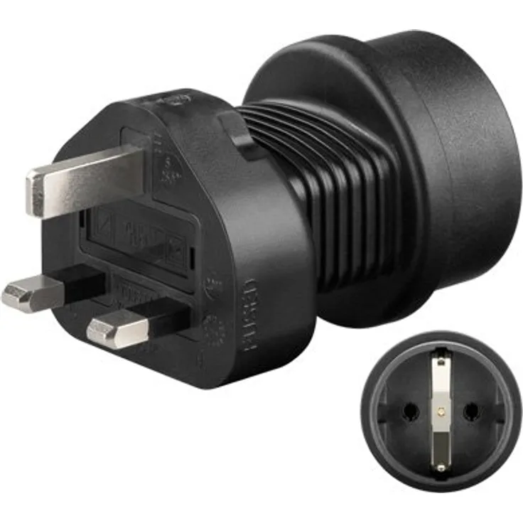 Goobay 95307 Schutzkontakt Buchse auf UK-England Stecker Netzadapter Reiseadapter, 250 V