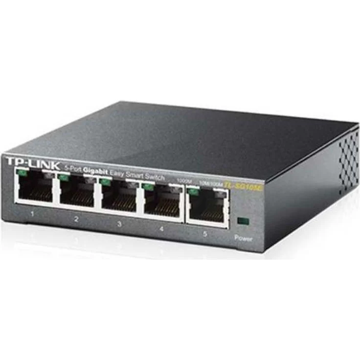 TP-Link TL-SG105E 5-Ports Gigabit Easy Smart Managed Netzwerk Switch (5 Gigabit-RJ45-Ports, Metallgehäuse, optimiert Datenverkehr, IGMP-Snooping, zentrales Management, energieeffizient) schwarz metallic – Bild 1