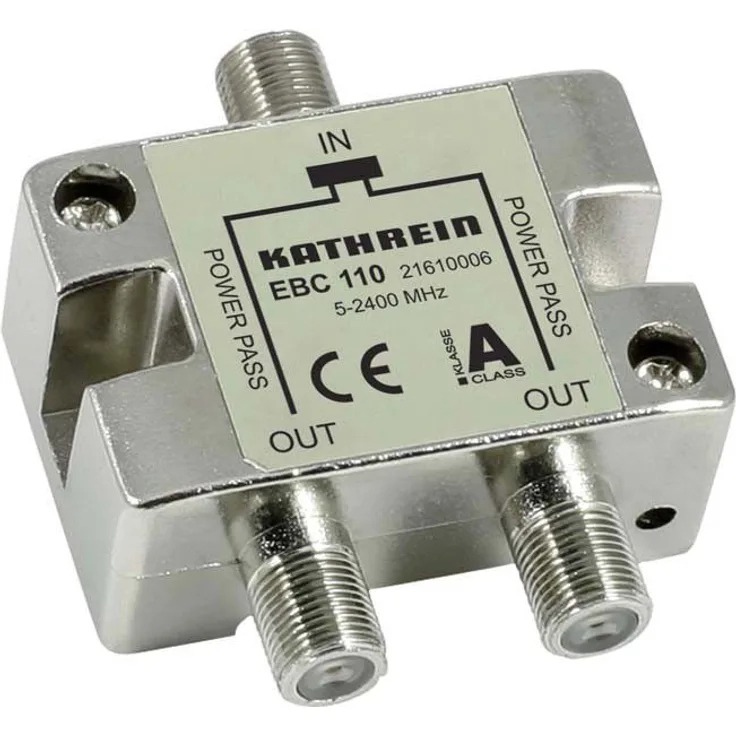 Kathrein EBC 110 Kabelsplitter Silber - Kabelspalter oder -kombinatoren (Kabelsplitter, 5-2400 MHz, Silber, Metall, F, 55 mm)