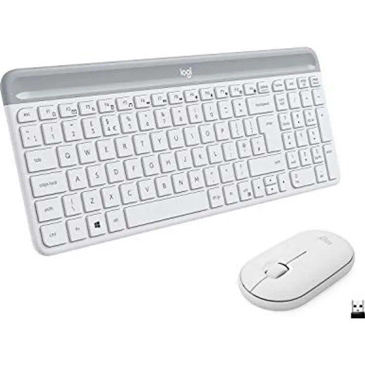 Logitech Slim Wireless Combo MK470 - Tastatur-und-Maus-Set - kabellos - 2.4 GHz - QWERTZ - Deutsch - Off-White (920-009189)
