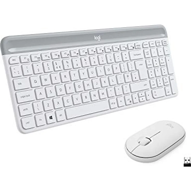 Logitech Slim Wireless Combo MK470 - Tastatur-und-Maus-Set - kabellos - 2.4 GHz - QWERTZ - Deutsch - Off-White (920-009189) – Bild 1