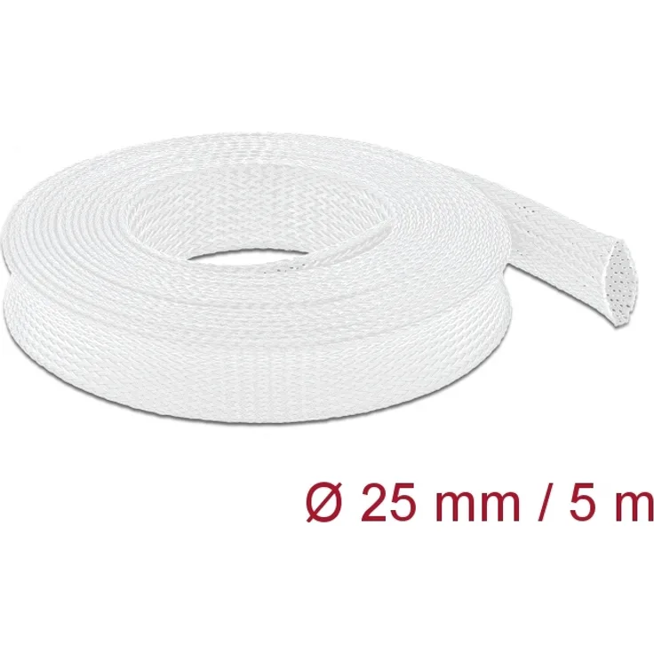 Delock Geflechtschlauch dehnbar 5 m x 25 mm weiß