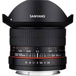 Samyang 12-2,8 Objektiv Fisheye DSLR Nikon F AE manueller Fokus automatischer Blendenring Fotoobjektiv, Superweitwinkel schwarz