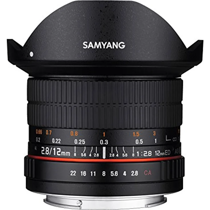 Samyang 12-2,8 Objektiv Fisheye DSLR Nikon F AE manueller Fokus automatischer Blendenring Fotoobjektiv, Superweitwinkel schwarz – Bild 1