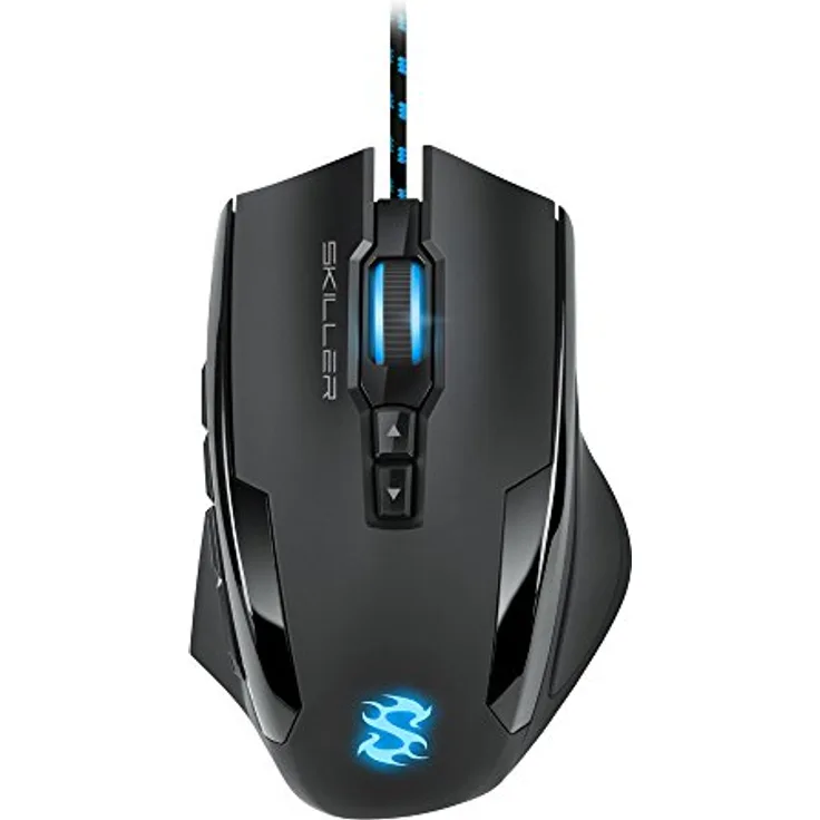 Sharkoon Skiller SGM1 Gaming Maus mit Makrotasten (10800 DPI, RGB-Beleuchtung, 12 Tasten, Weight-Tuning-System und Software) schwarz