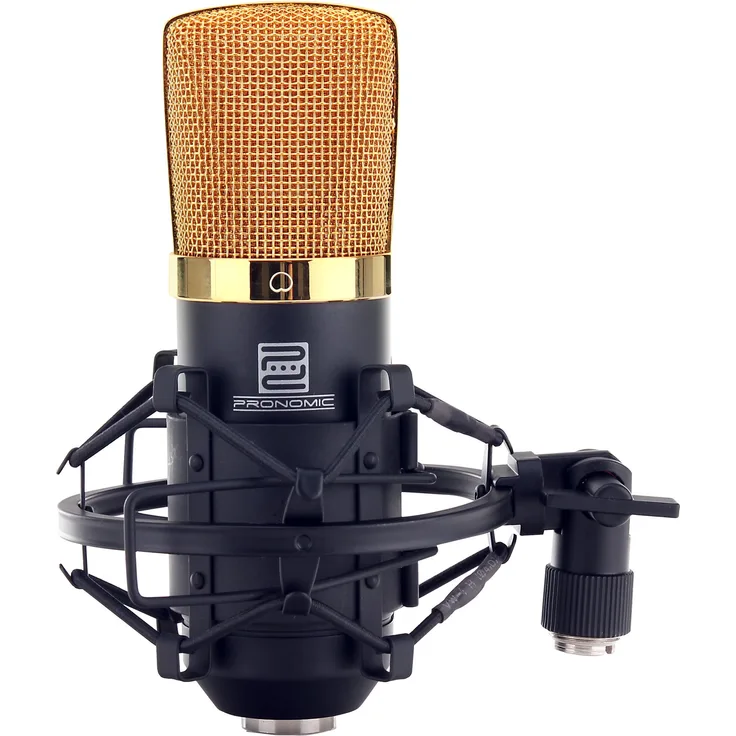 Pronomic CM-22 Studio Großmembranmikrofon XLR-Kondensatormikrofon (mit Mikrofonspinne, Etui, Windschutz, Reduziergewinde und Transportkoffer) schwarz