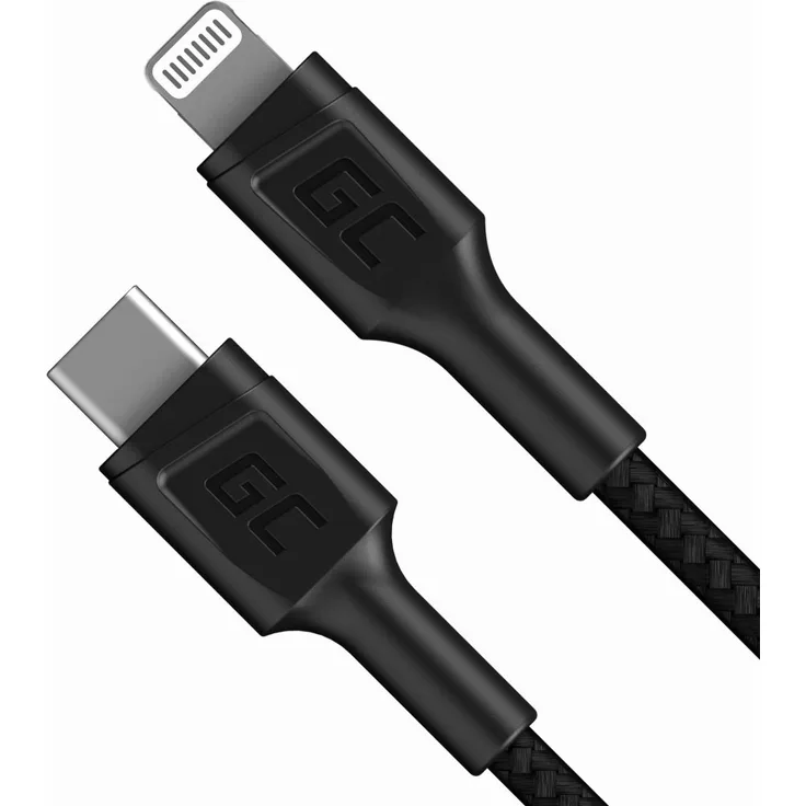 Green Cell Kab USB-C > Lightning 1 m Black, Ladekabel/Datenkabel, schwarz