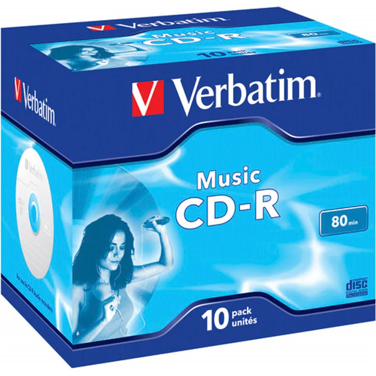 Verbatim Musik CD-R mit 80 Minuten - 16-fache Brenngeschwindigkeit - Rohling zum Daten sichern und brennen, 10 Stück (Case)