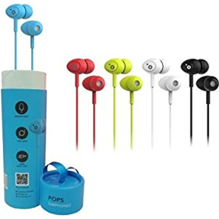 SUNSTECH POPS In-Ear-Kopfhörer, Schwarz, 100 – 10000 Hz, integriertes Mikrofon, 3,5 mm, Kabel 1,2 m