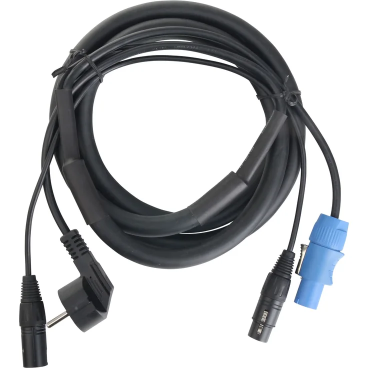 Pronomic Stage EUPPD-2,5 Hybridkabel Schuko-Powercon kompatibel + DMX 3-polig, 2,5m (ideal zur Verkabelung von Lichteffekten & Bühnenbeleuchtung)