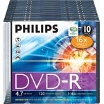 Philips DVD-R Rohlinge (4.7 GB Data-120 min. Video, 16x High-Speed-Aufnahme, 10er Slim Jewel Case) - Preisvergleich