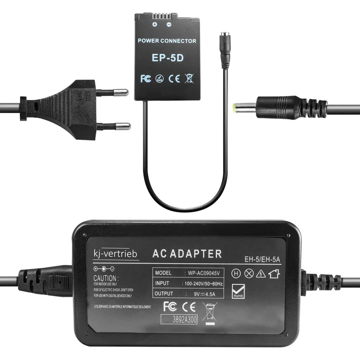 kj-vertrieb Netzteil mit Akkuadapter EP-5D für Nikon EH-5 - 9V 4,5A - 4,0 x 1,7 mm