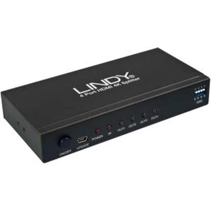 Lindy HDMI 4K Splitter 4 Port 3D, 2160p30 Kompakter Splitter, verteilt EIN HDMI-Signal auf bis zu Vier Ausgänge, für Full HD bis 1080p und auch UHD bis 4Kx2K (38159)