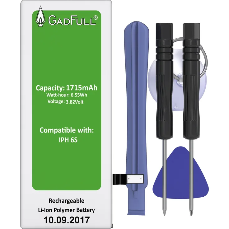 GadFull Akku für Apple iPhone 6S mit Werkzeugset | 2017 Baujahr | inkl. Reparaturset Anleitung & Profi Kit Tool Set | Qualitäts Erzatzakku ohne Ladezyklen | Funktioniert mit alle original APN | Handy Accu Neu Batterie Battery