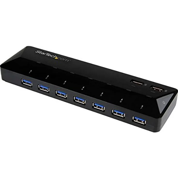 StarTech.com 7 Port USB 3.0 Hub plus dediziertem Ladeport, 2 x 2,4A Port, Desktop Hub und Schnellladestation