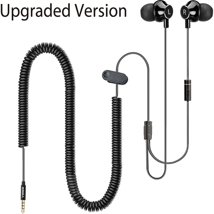 [2018 Version] Avantree In Ear TV Kopfhörer mit Langem Kabel, Langes Ohrhörer mit Mikrofon und 3.5m Verlängerungs Schnur für PC, Metall Stereo In-Ear Headset Ohrstöpsel mit Wendelkabel - HF027