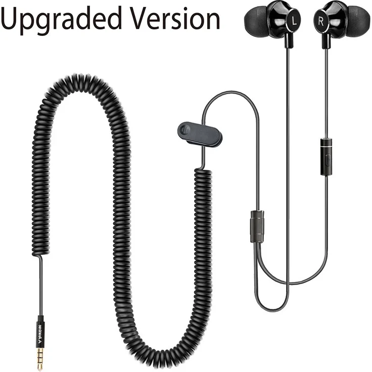[2018 Version] Avantree In Ear TV Kopfhörer mit Langem Kabel, Langes Ohrhörer mit Mikrofon und 3.5m Verlängerungs Schnur für PC, Metall Stereo In-Ear Headset Ohrstöpsel mit Wendelkabel - HF027 – Bild 1