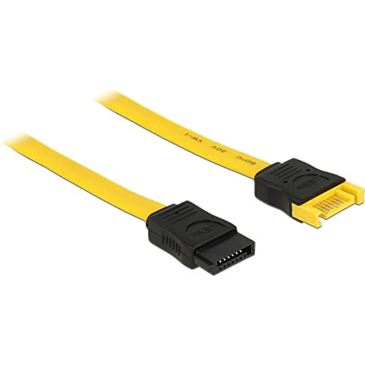DeLOCK - SATA-Verlängerungskabel - Serial ATA 150/300/600 - 7-poliges SATA (W) bis 7-poliges SATA (M) - 20cm - Gelb (83949)