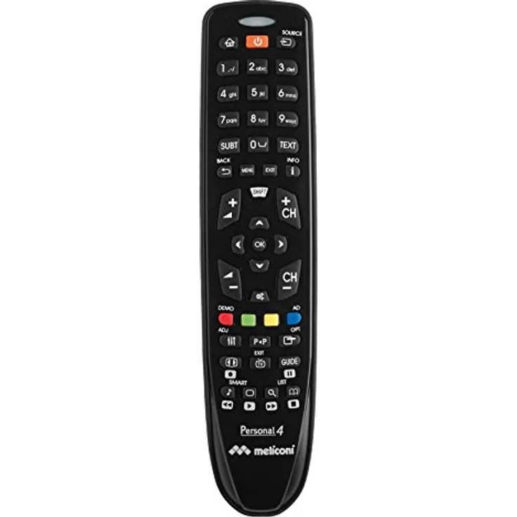 Meliconi Gumbody Personal 4 IR Wireless Drucktasten Schwarz Fernbedienung - Fernbedienungen (TV, IR Wireless, Drucktasten, Schwarz)