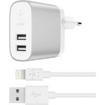 Belkin Boost Charge 2-Port Netzladegerät mit Lightning--USB-Kabel (24 W, geeignet für iPhone 11, 11 Pro-Pro Max, XS, XS Max, XR-X, SE, Samsung Note9, S10-S10+-S10e und andere Geräte)