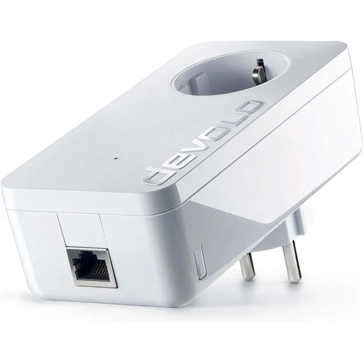 devolo dLAN 1200+ Powerline (1200 Mbit-s Netzwerk über die Steckdose, 1x LAN Port, 1x Powerline Adapter, integrierte Steckdose, PLC Netzwerkadapter) weiß – Bild 1